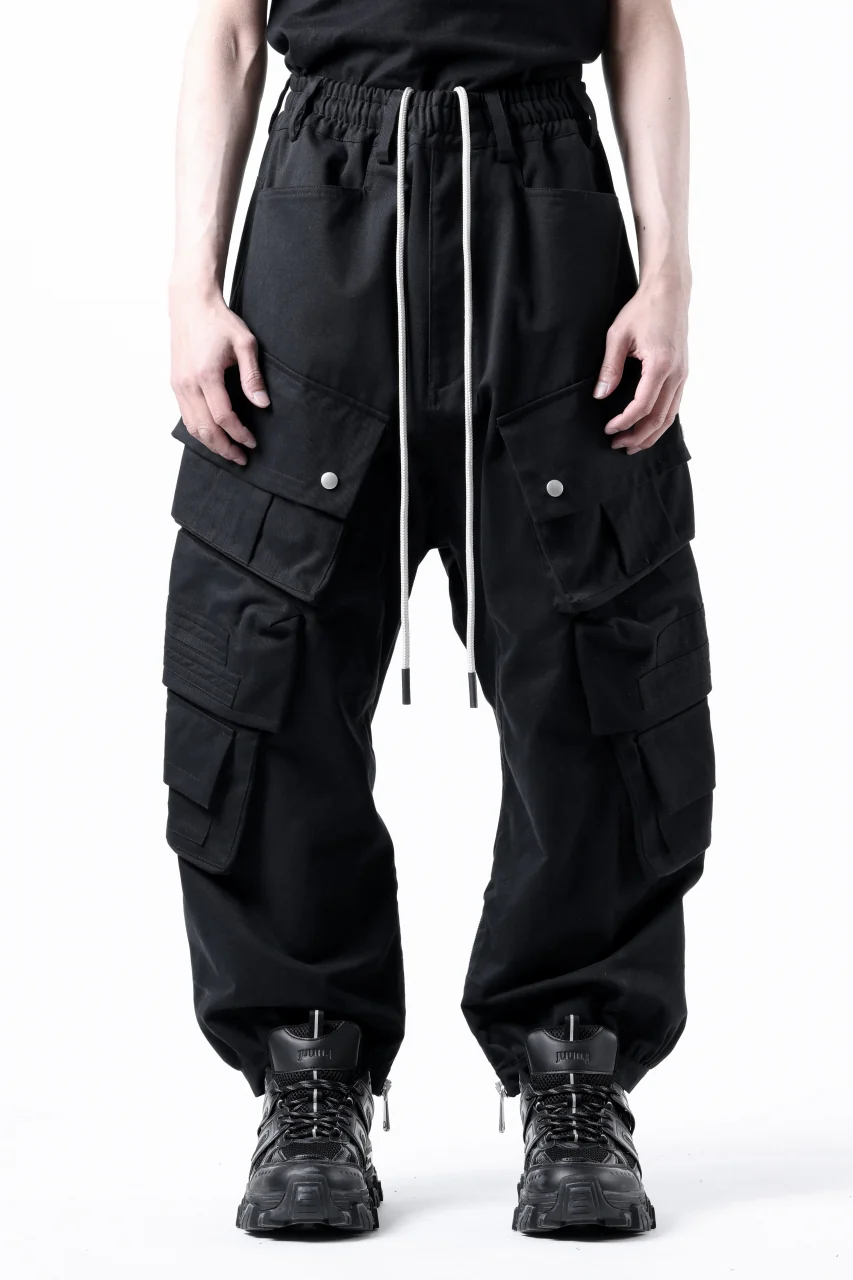 A.F ARTEFACT TWILL DROPCROTCH CARGO PANTS (BLACK) - Image 3