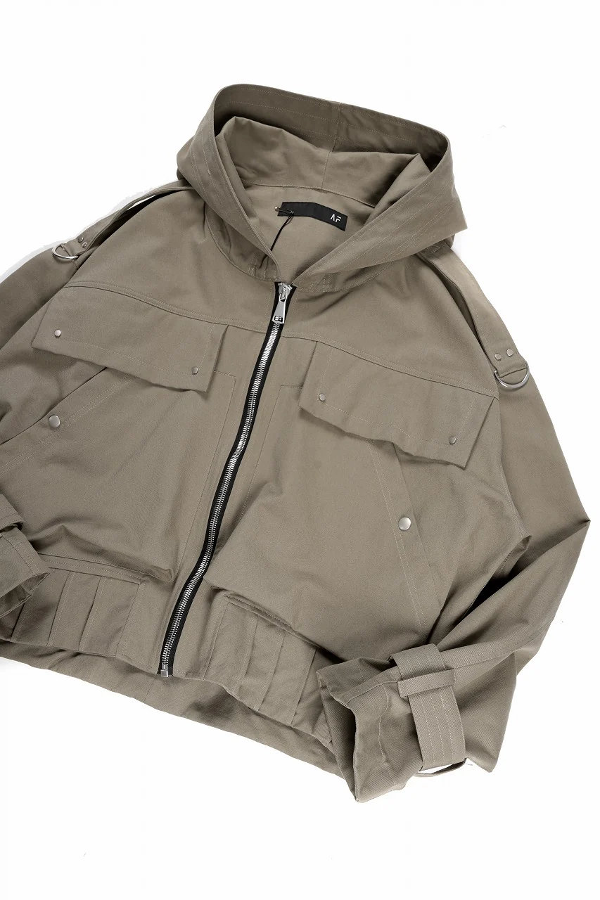 A.F ARTEFACT TWILL MILITARY HOODIE BLOUSON (KHAKI) - Image 11