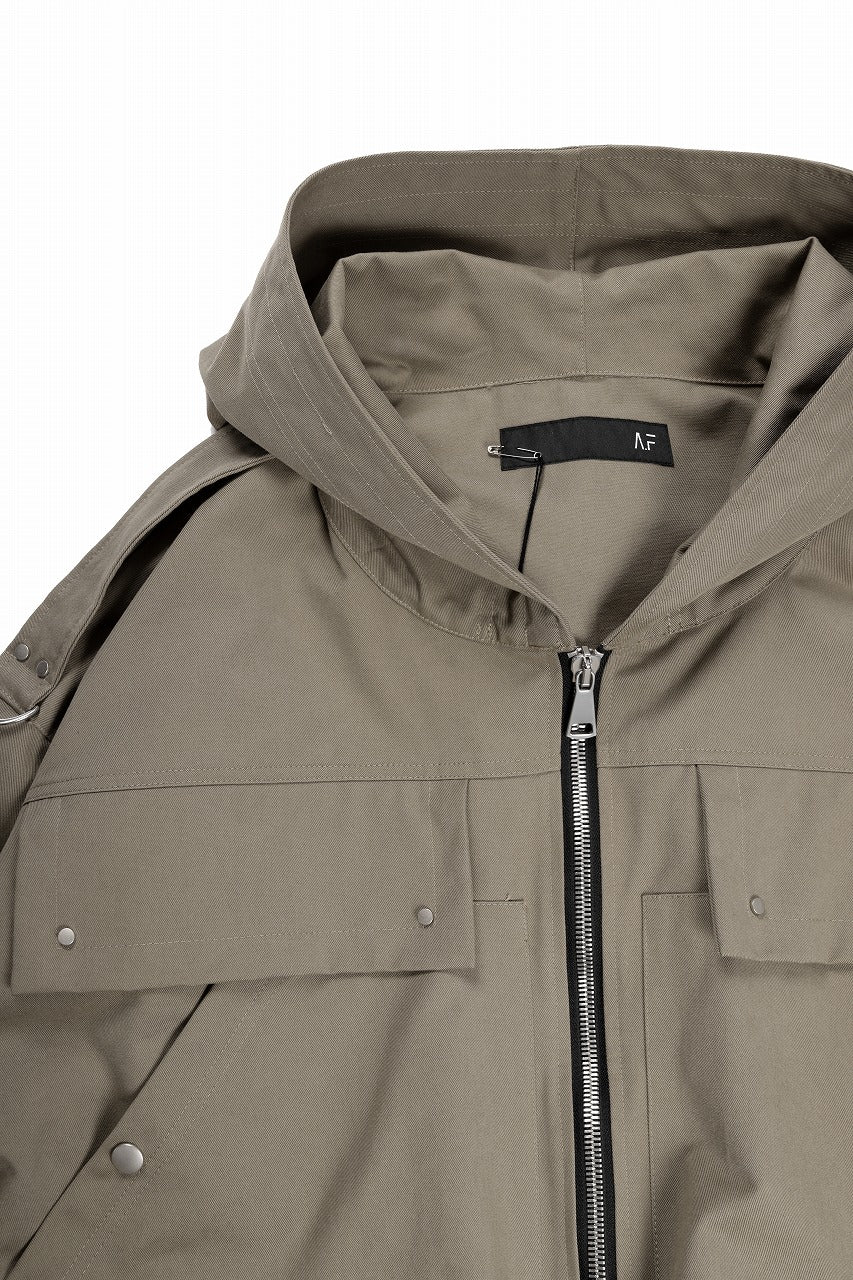 A.F ARTEFACT TWILL MILITARY HOODIE BLOUSON (KHAKI) - Image 13