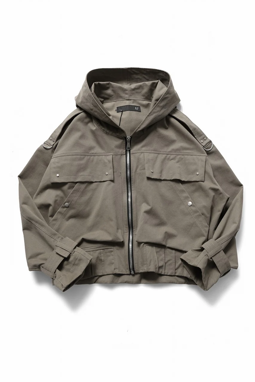 A.F ARTEFACT TWILL MILITARY HOODIE BLOUSON (KHAKI) - Image 3