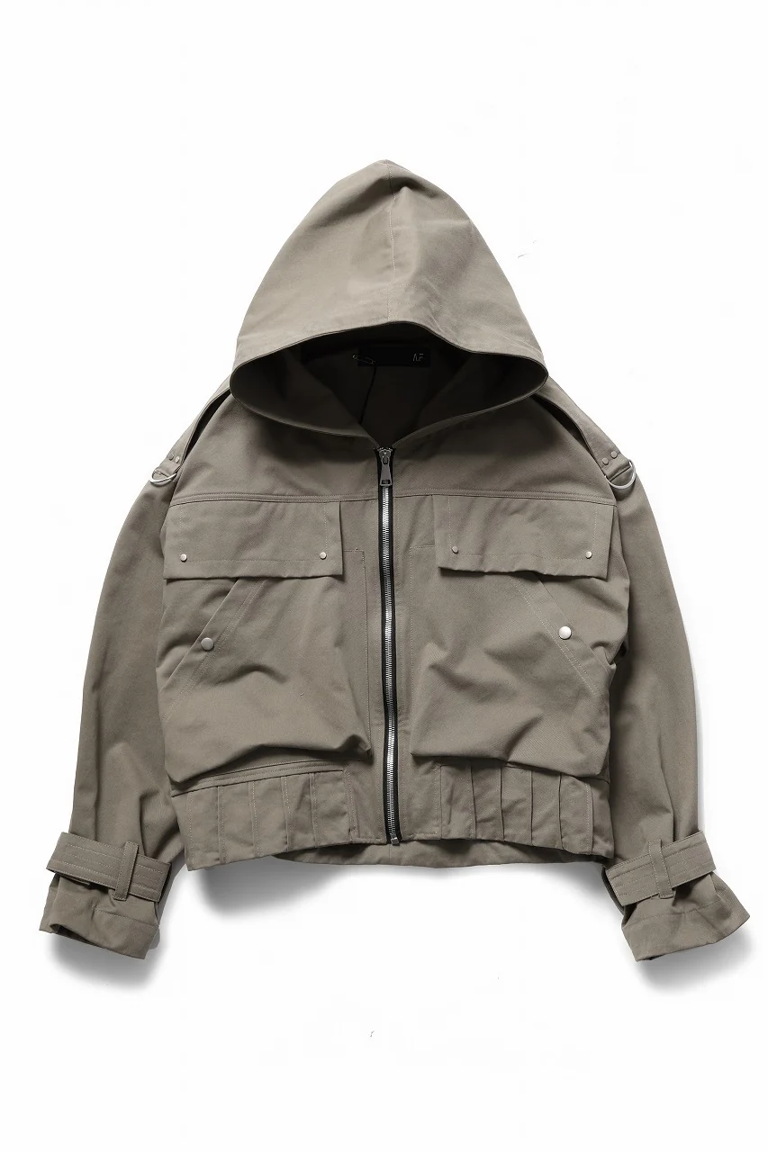 A.F ARTEFACT TWILL MILITARY HOODIE BLOUSON (KHAKI) - Image 4