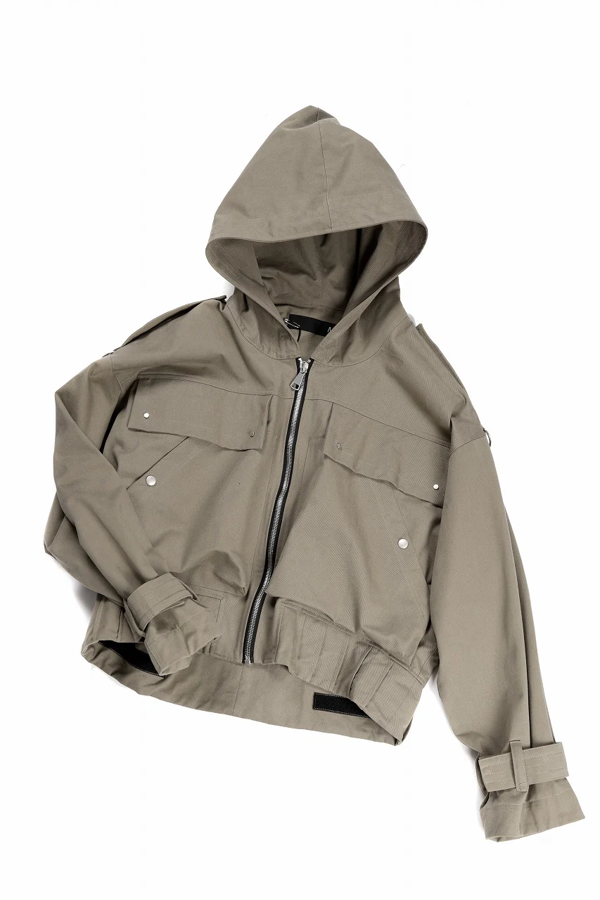 A.F ARTEFACT TWILL MILITARY HOODIE BLOUSON (KHAKI) - Image 6