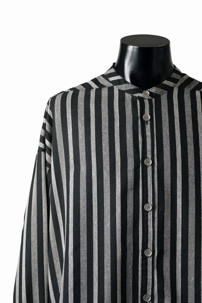 A.F ARTEFACT STAND COLLAR SHIRT / VERTICAL STRIPE (BLACK x LIGHT GREY) - Image 6