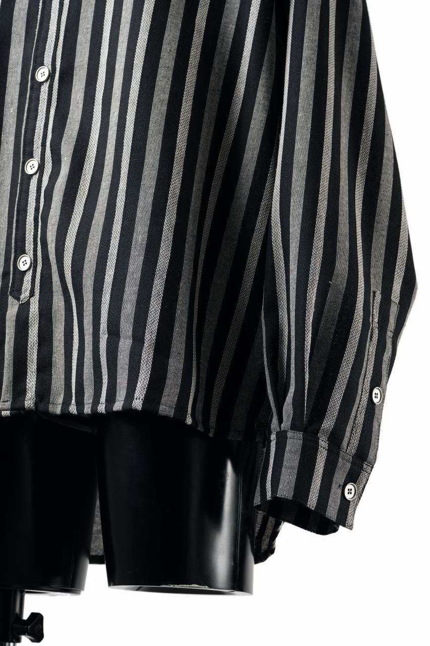 A.F ARTEFACT STAND COLLAR SHIRT / VERTICAL STRIPE (BLACK x LIGHT GREY) - Image 8