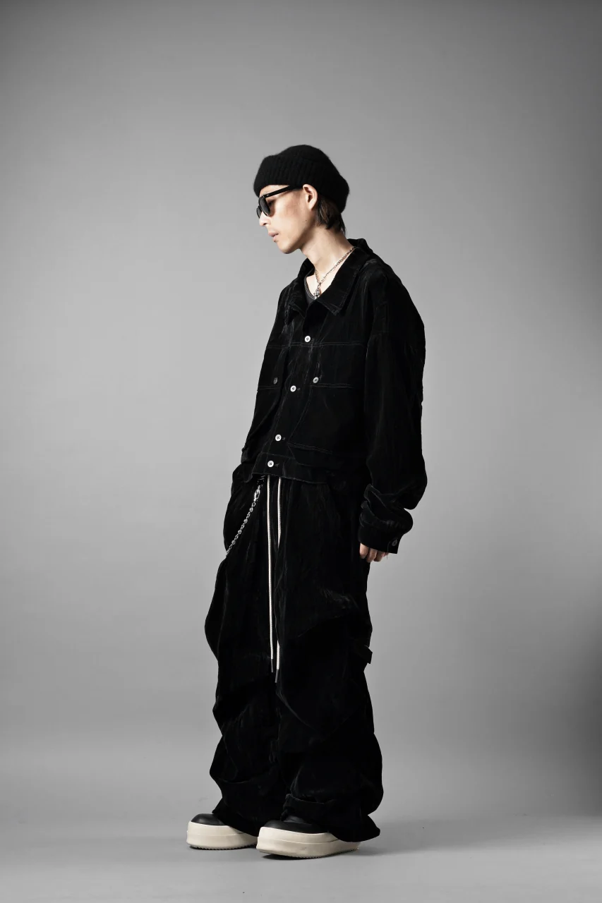 A.F ARTEFACT WASHER VELOR TUCK WIDE PANTS (BLACK) - Image 16