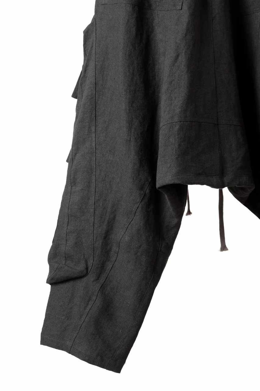 A.F ARTEFACT WIDE CARGO SAROUEL PANTS / ORGANIC LINEN (BLACK) - Image 10
