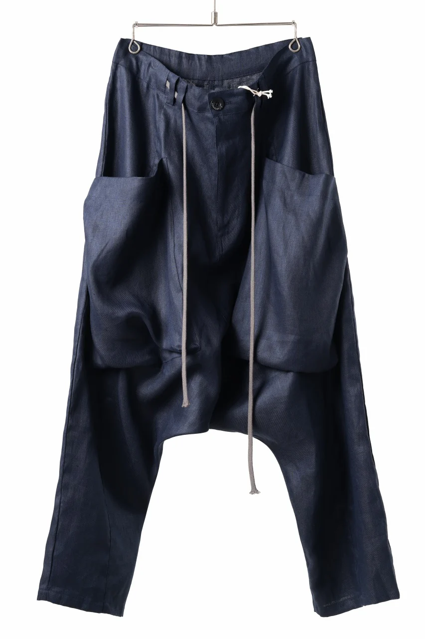A.F ARTEFACT WIDE SARROUEL PANTS / LINEN TWILL (NAVY)