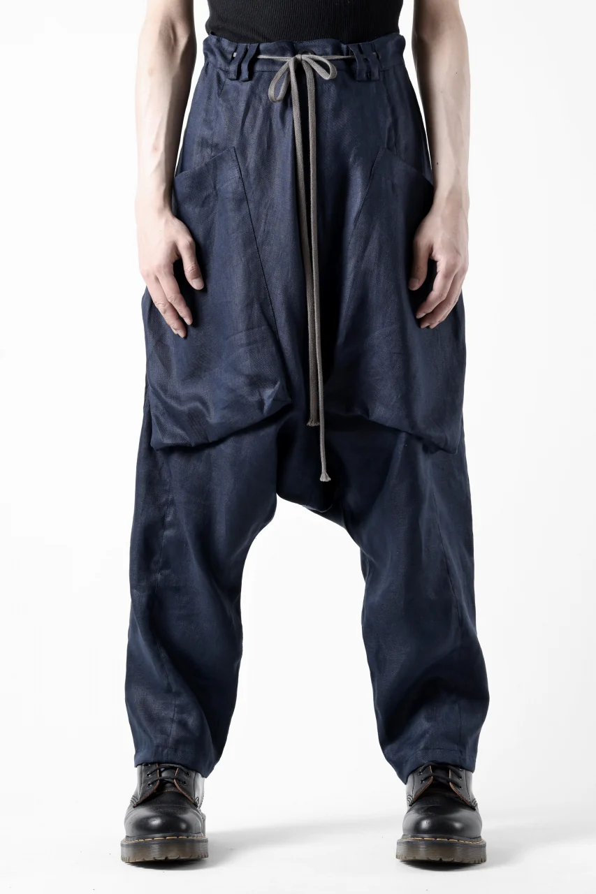 A.F ARTEFACT WIDE SARROUEL PANTS / LINEN TWILL (NAVY) - Image 2