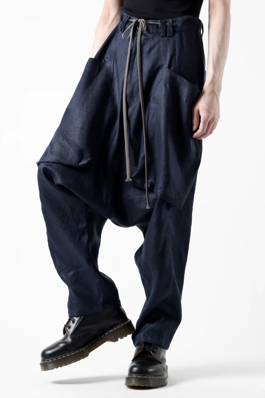 A.F ARTEFACT WIDE SARROUEL PANTS / LINEN TWILL (NAVY) - Image 5