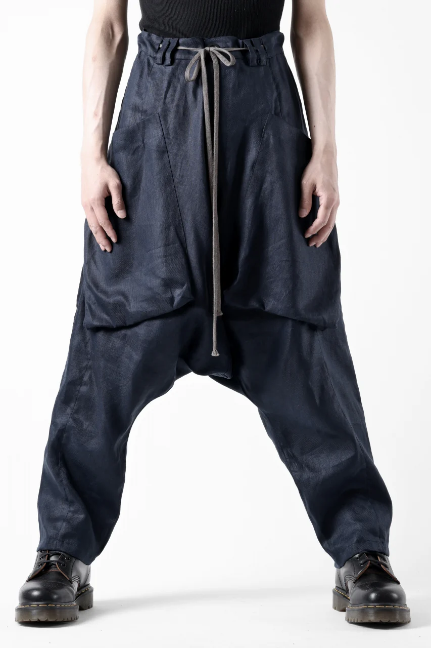 A.F ARTEFACT WIDE SARROUEL PANTS / LINEN TWILL (NAVY) - Image 6