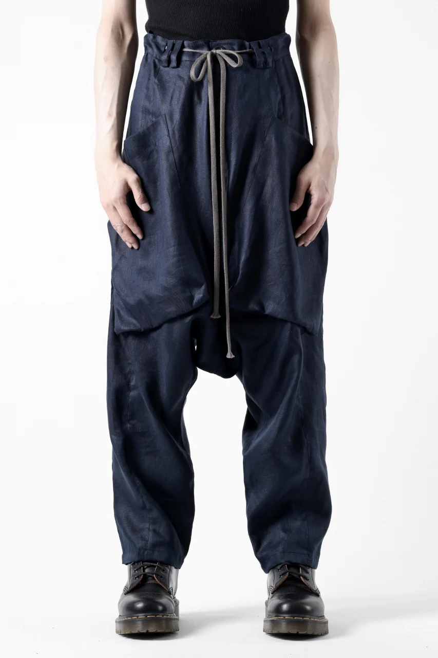 A.F ARTEFACT WIDE SARROUEL PANTS / LINEN TWILL (NAVY) - Image 8