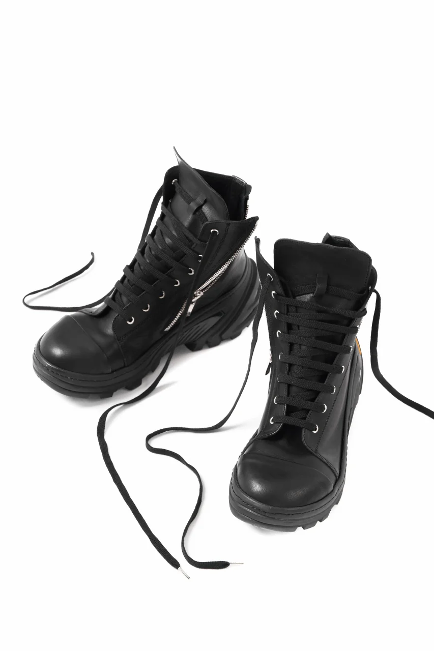 A.F ARTEFACT x Portaille LACE & BIAS ZIP ALEXANDER BOOTS / WAXED HORSE LEAHER (ALL BLACK) - Image 11