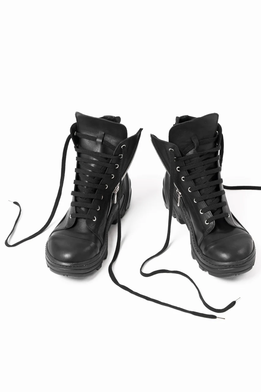 A.F ARTEFACT x Portaille LACE & BIAS ZIP ALEXANDER BOOTS / WAXED HORSE LEAHER (ALL BLACK) - Image 12