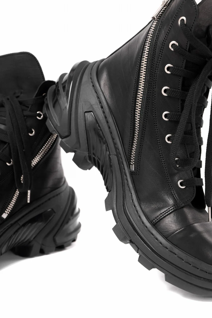 A.F ARTEFACT x Portaille LACE & BIAS ZIP ALEXANDER BOOTS / WAXED HORSE LEAHER (ALL BLACK) - Image 21