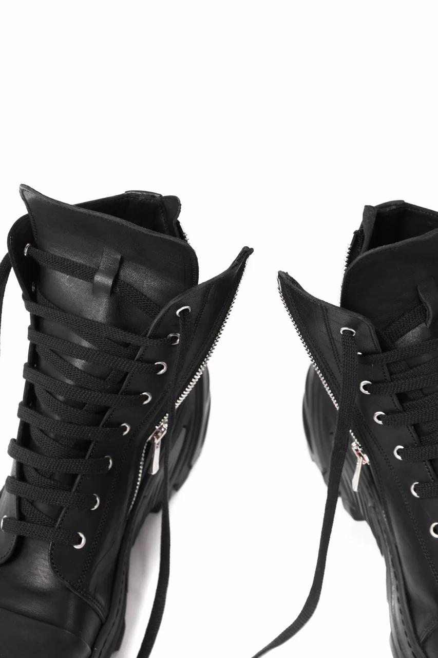 A.F ARTEFACT x Portaille LACE & BIAS ZIP ALEXANDER BOOTS / WAXED HORSE LEAHER (ALL BLACK) - Image 22