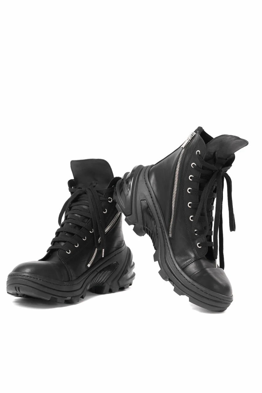 A.F ARTEFACT x Portaille LACE & BIAS ZIP ALEXANDER BOOTS / WAXED HORSE LEAHER (ALL BLACK) - Image 9