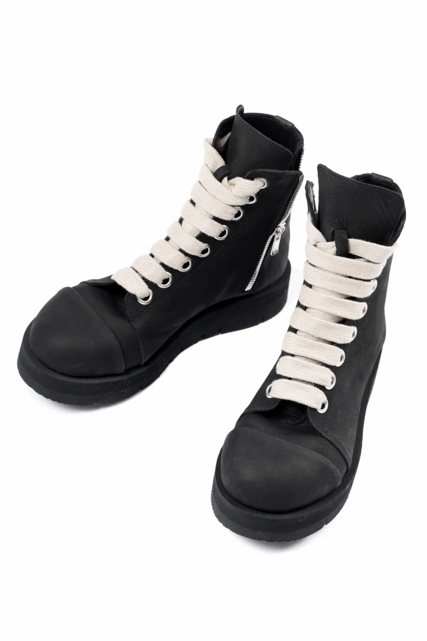 A.F ARTEFACT x Portaille THICK LACE-UP SIDE ZIP BOOTS / OILED NUBUCK (BLACK) - Image 7