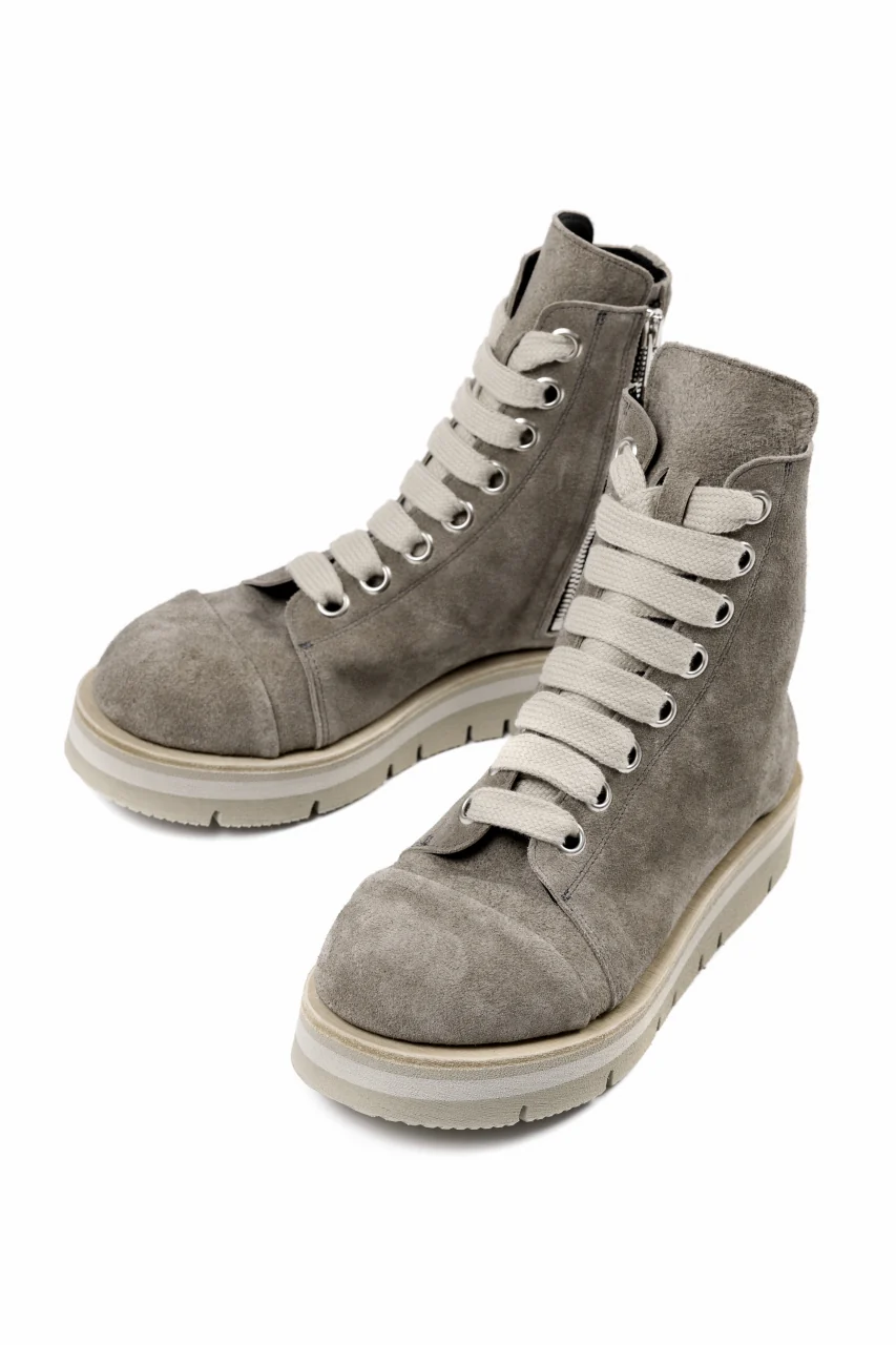 A.F ARTEFACT x Portaille THICK LACE-UP SIDE ZIP BOOTS / SOFT SUEDE (G.BEIGE) - Image 4