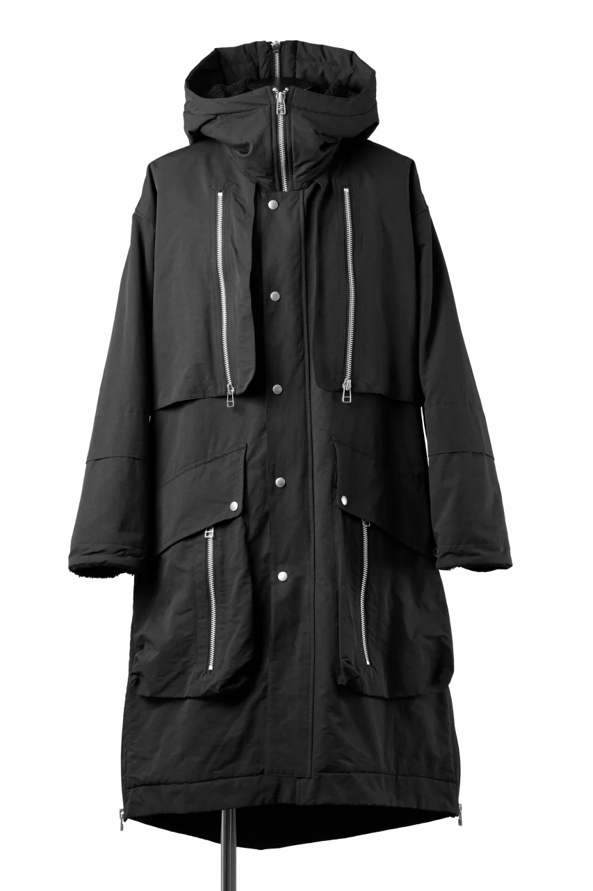 A.F ARTEFACT ZIP HOODIE COAT / TEDDY BOA FLEECE LINING (BLACK)