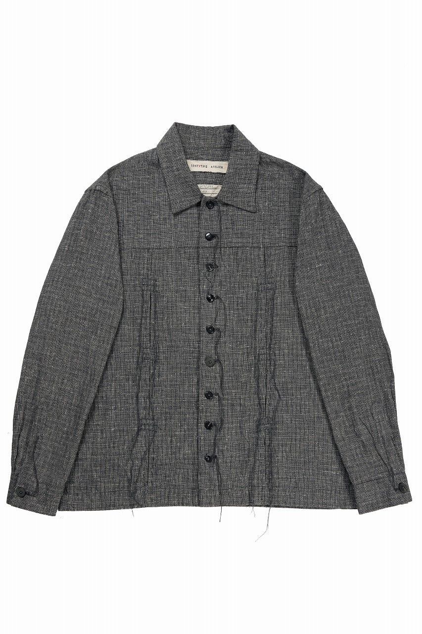 A TENTATIVE ATELIER Abel G. MULTI-STITCHES WORKER SHIRT (BLACK) - Image 4