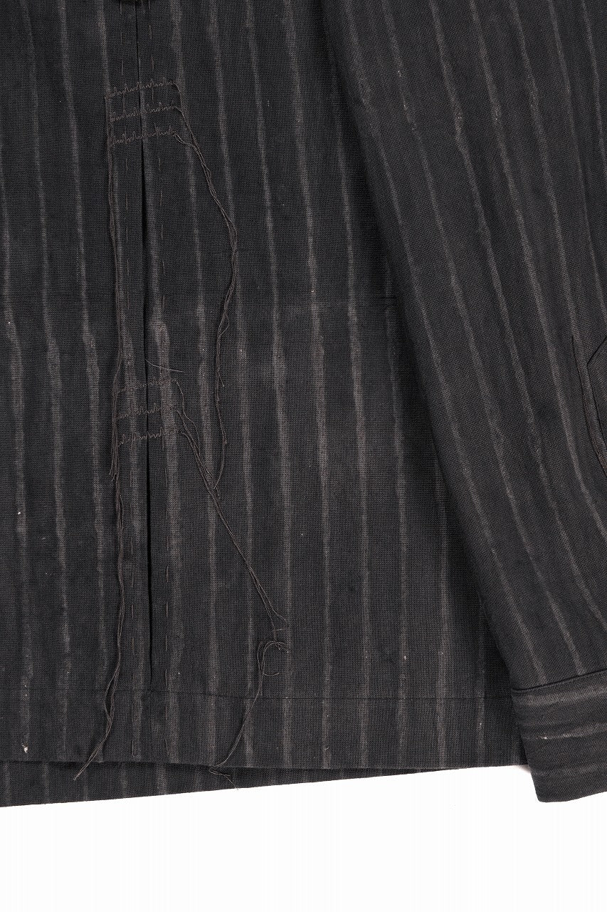 A TENTATIVE ATELIER Abel G. PIPING POCKET WORKER SHIRT (BROWN GREY STRIPES) - Image 12