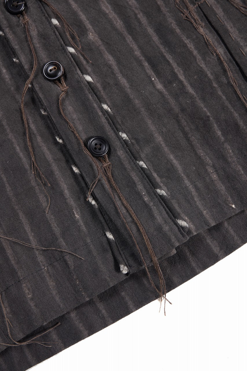 A TENTATIVE ATELIER Abel G. PIPING POCKET WORKER SHIRT (BROWN GREY STRIPES) - Image 13
