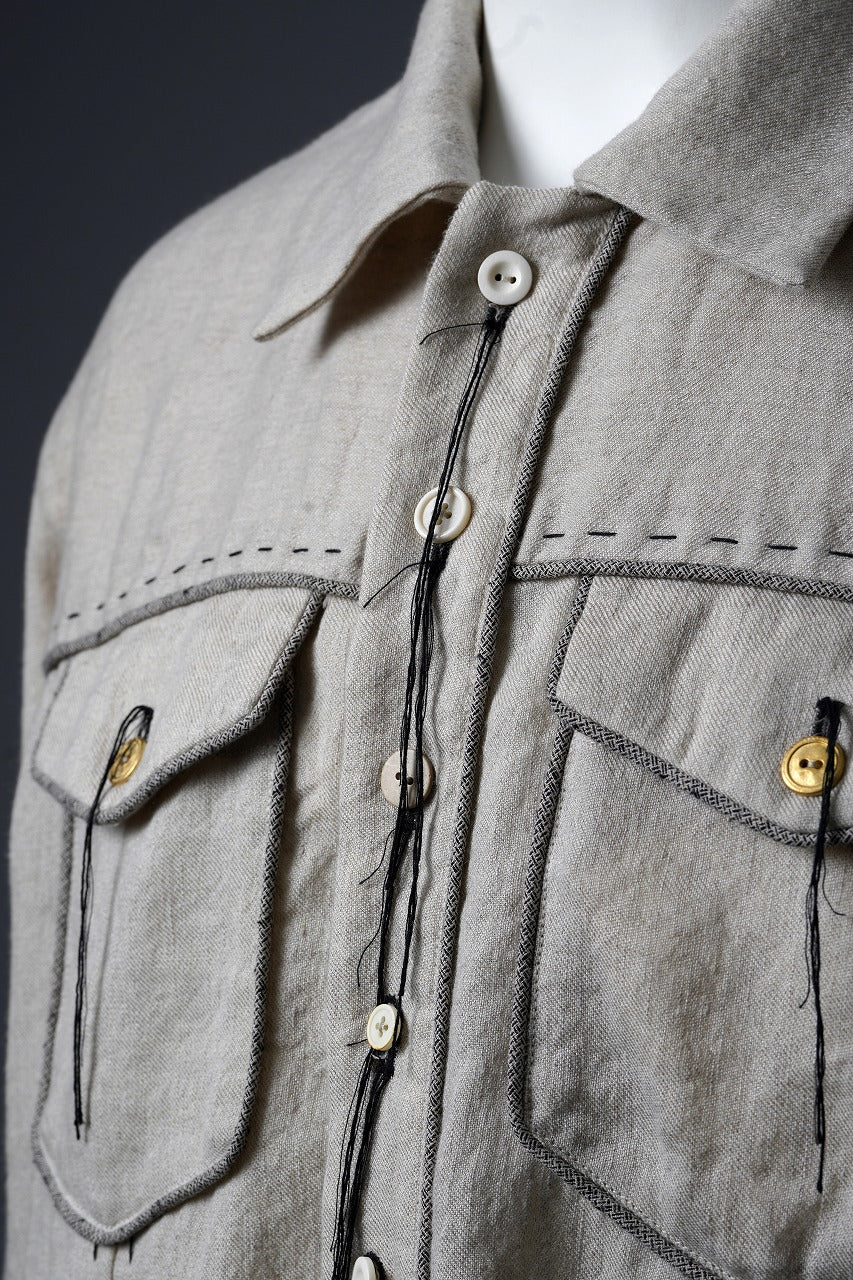 A TENTATIVE ATELIER Abel G. PIPING POCKET WORKER SHIRT (DIRTY WHITE) - Image 10