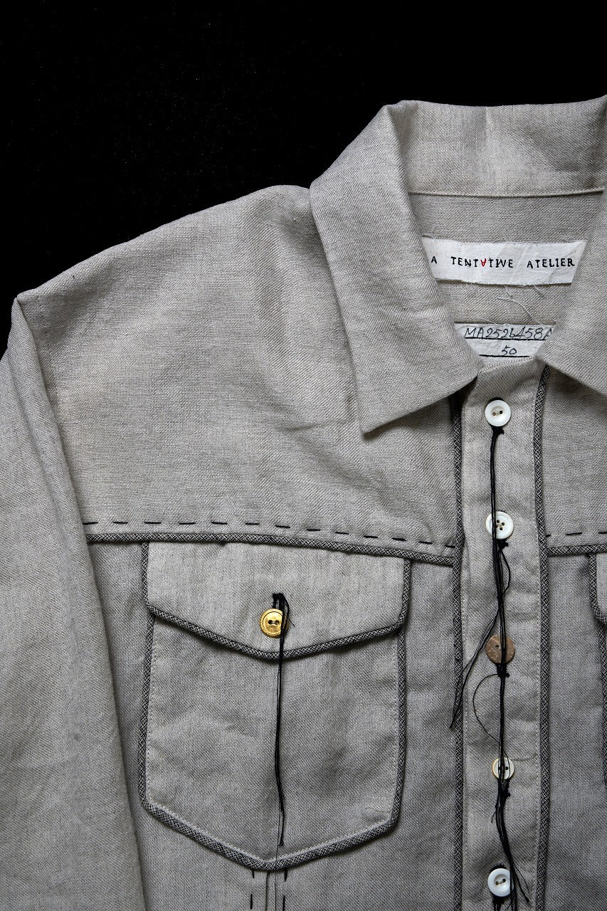 A TENTATIVE ATELIER Abel G. PIPING POCKET WORKER SHIRT (DIRTY WHITE) - Image 13