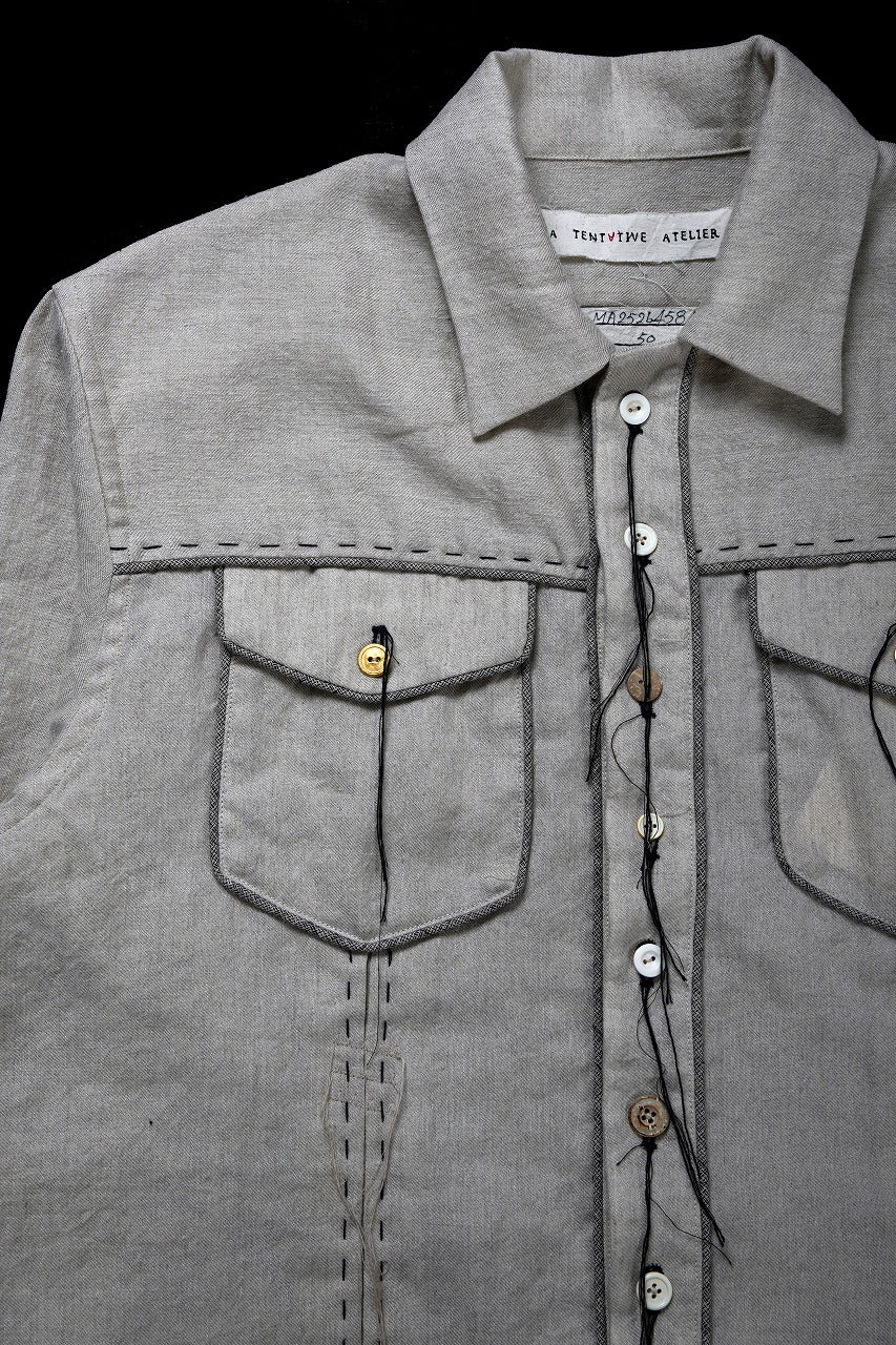 A TENTATIVE ATELIER Abel G. PIPING POCKET WORKER SHIRT (DIRTY WHITE) - Image 14