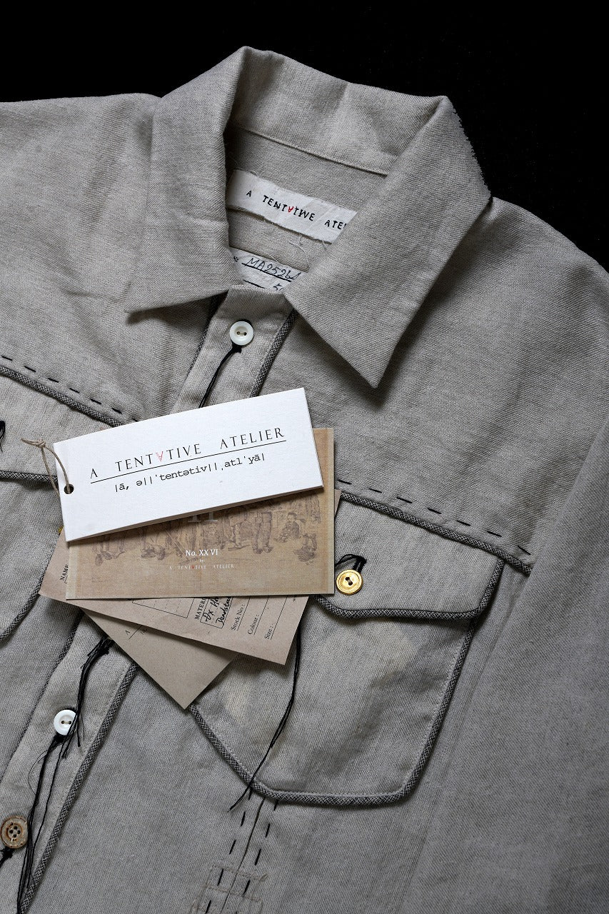 A TENTATIVE ATELIER Abel G. PIPING POCKET WORKER SHIRT (DIRTY WHITE) - Image 17