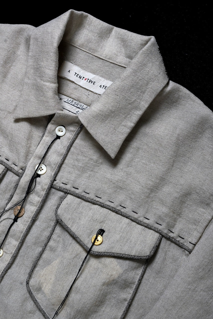 A TENTATIVE ATELIER Abel G. PIPING POCKET WORKER SHIRT (DIRTY WHITE) - Image 18