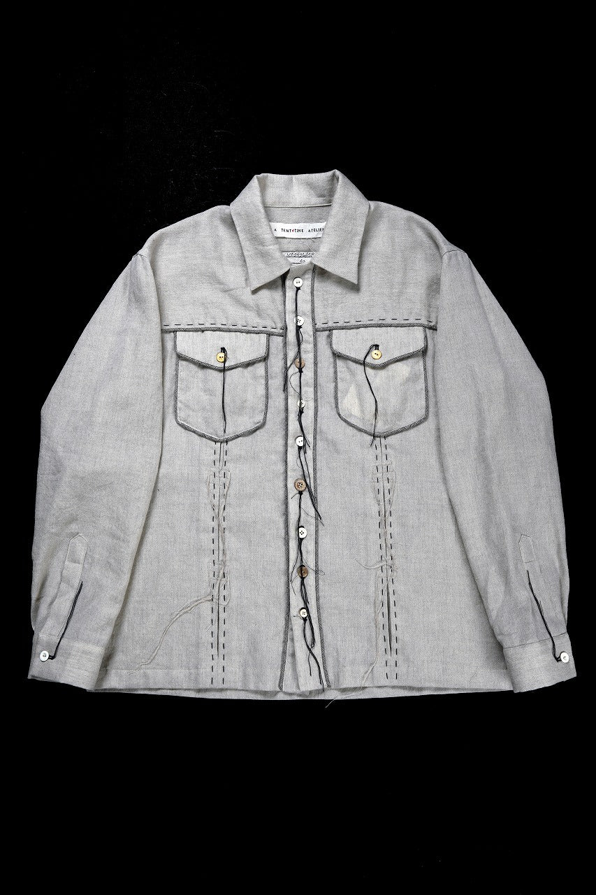 A TENTATIVE ATELIER Abel G. PIPING POCKET WORKER SHIRT (DIRTY WHITE) - Image 5