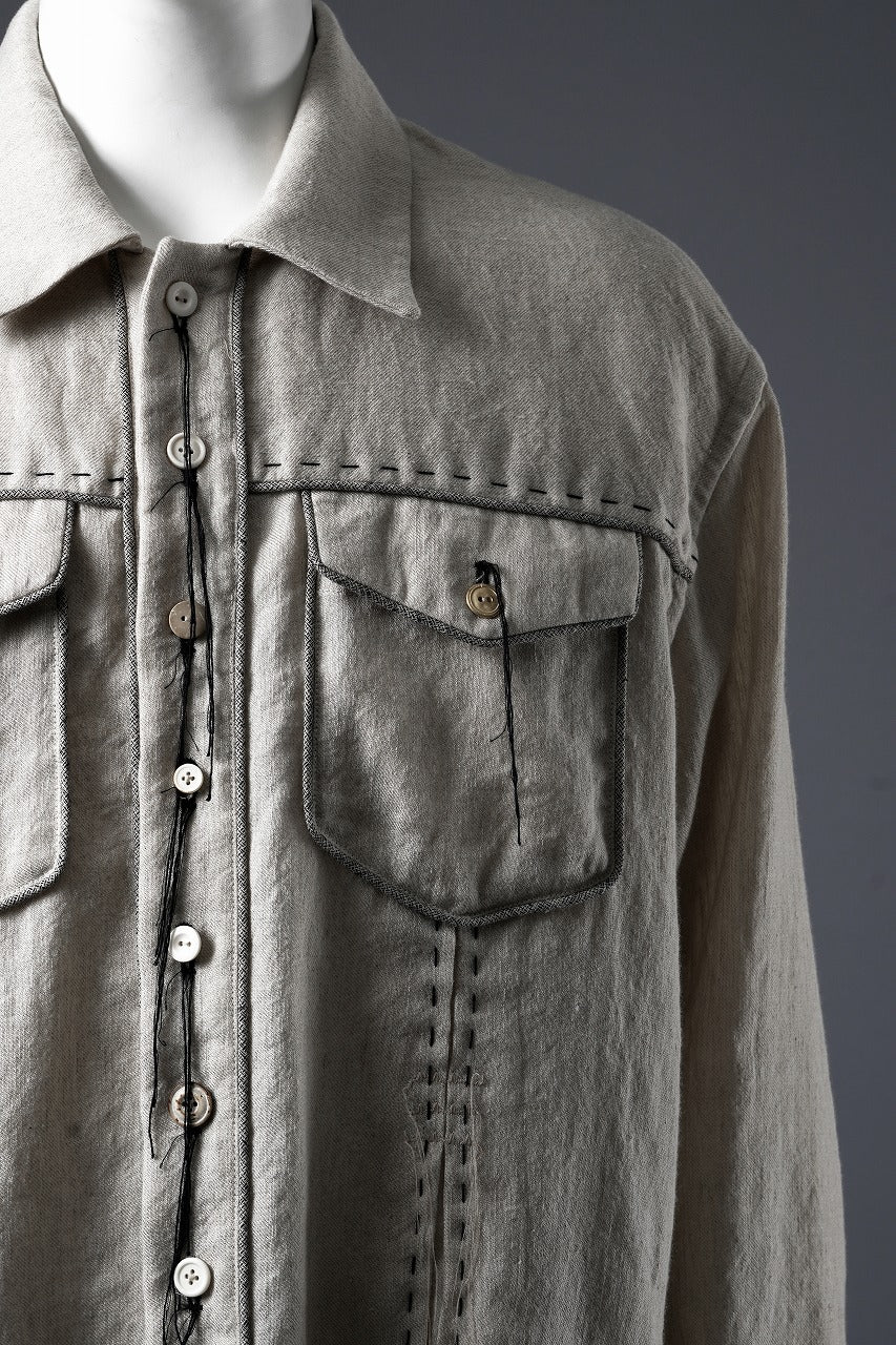 A TENTATIVE ATELIER Abel G. PIPING POCKET WORKER SHIRT (DIRTY WHITE) - Image 8