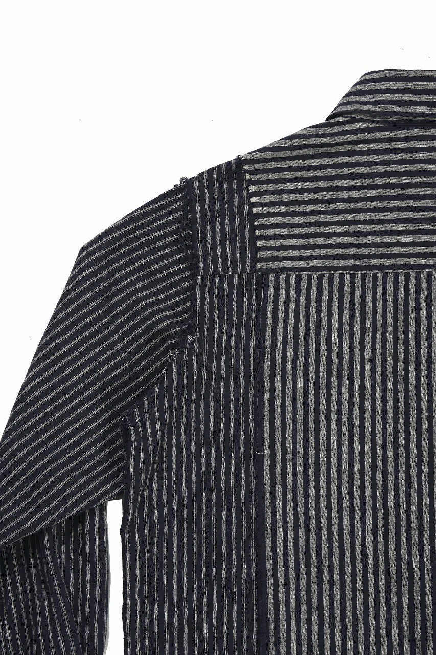 A TENTATIVE ATELIER Avis N. DISTRESSED PATCH STRIPES SHIRT (NAVY) - Image 16