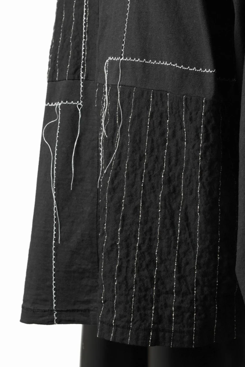 A TENTATIVE ATELIER Branka STITCHES PATCH STRIPE HOODY (BLACK) - Image 7