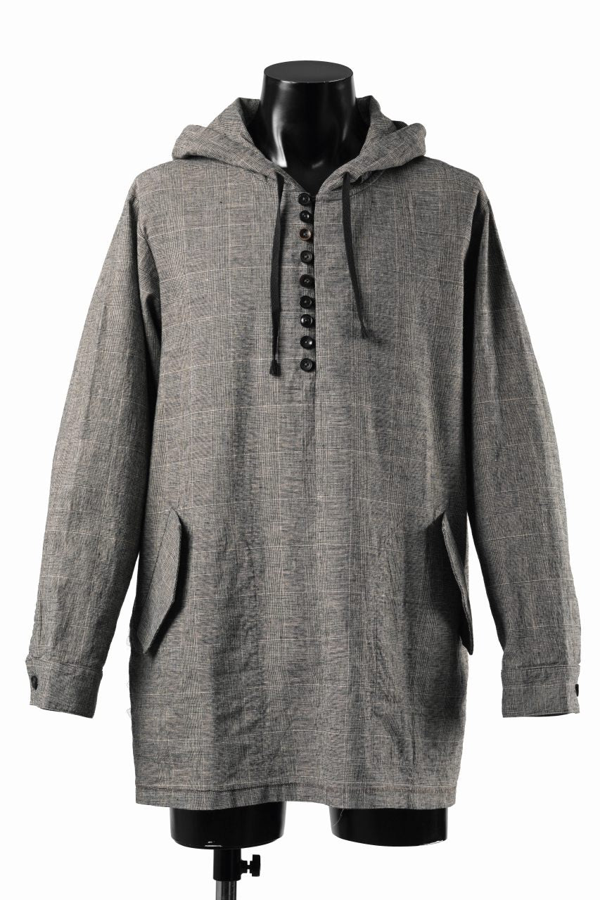 A TENTATIVE ATELIER Branka WASHED HOUNDSTOOTH OVERSIZE HOODY (DARK BROWN)