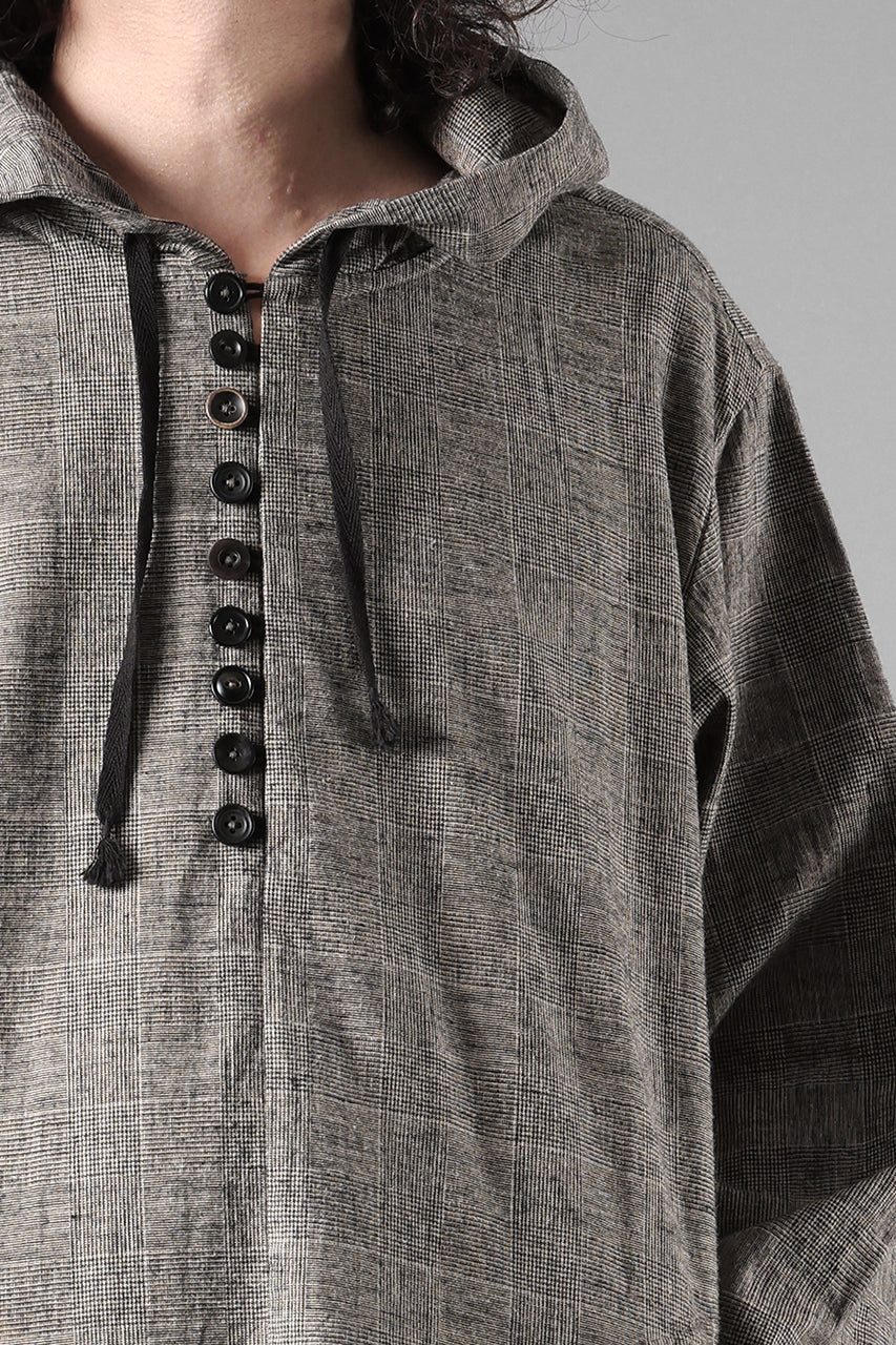 A TENTATIVE ATELIER Branka WASHED HOUNDSTOOTH OVERSIZE HOODY (DARK BROWN) - Image 3