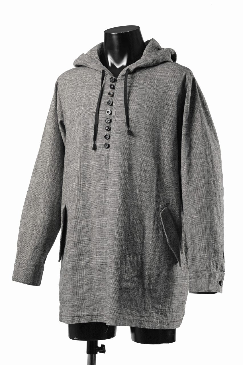 A TENTATIVE ATELIER Branka WASHED HOUNDSTOOTH OVERSIZE HOODY (DARK BROWN) - Image 4