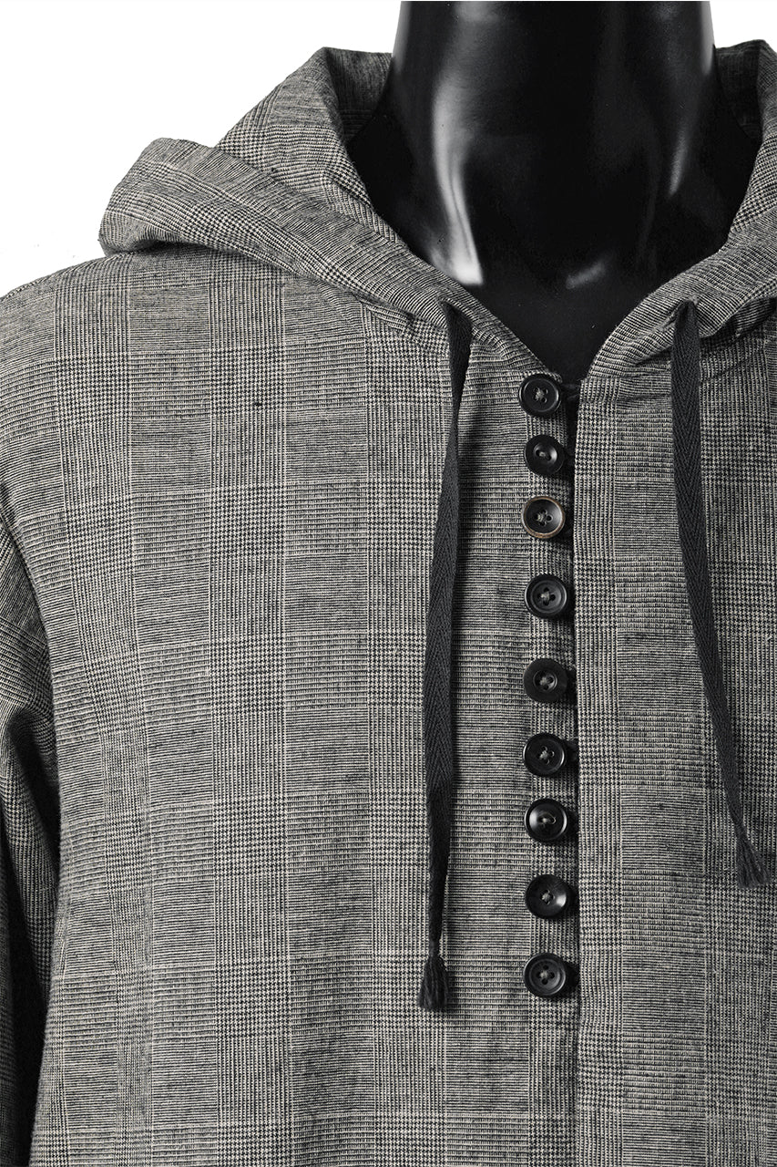 A TENTATIVE ATELIER Branka WASHED HOUNDSTOOTH OVERSIZE HOODY (DARK BROWN) - Image 6
