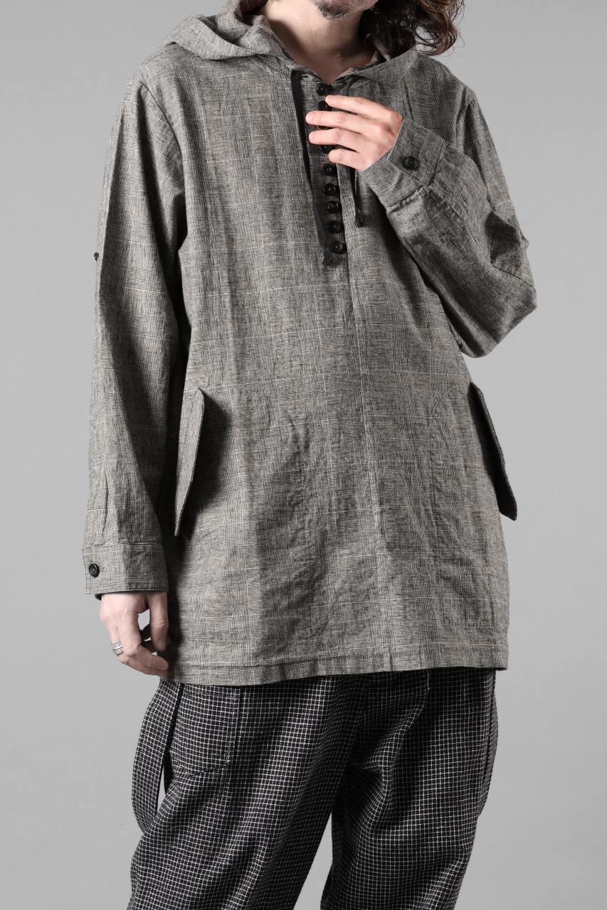 A TENTATIVE ATELIER Branka WASHED HOUNDSTOOTH OVERSIZE HOODY (DARK BROWN) - Image 9