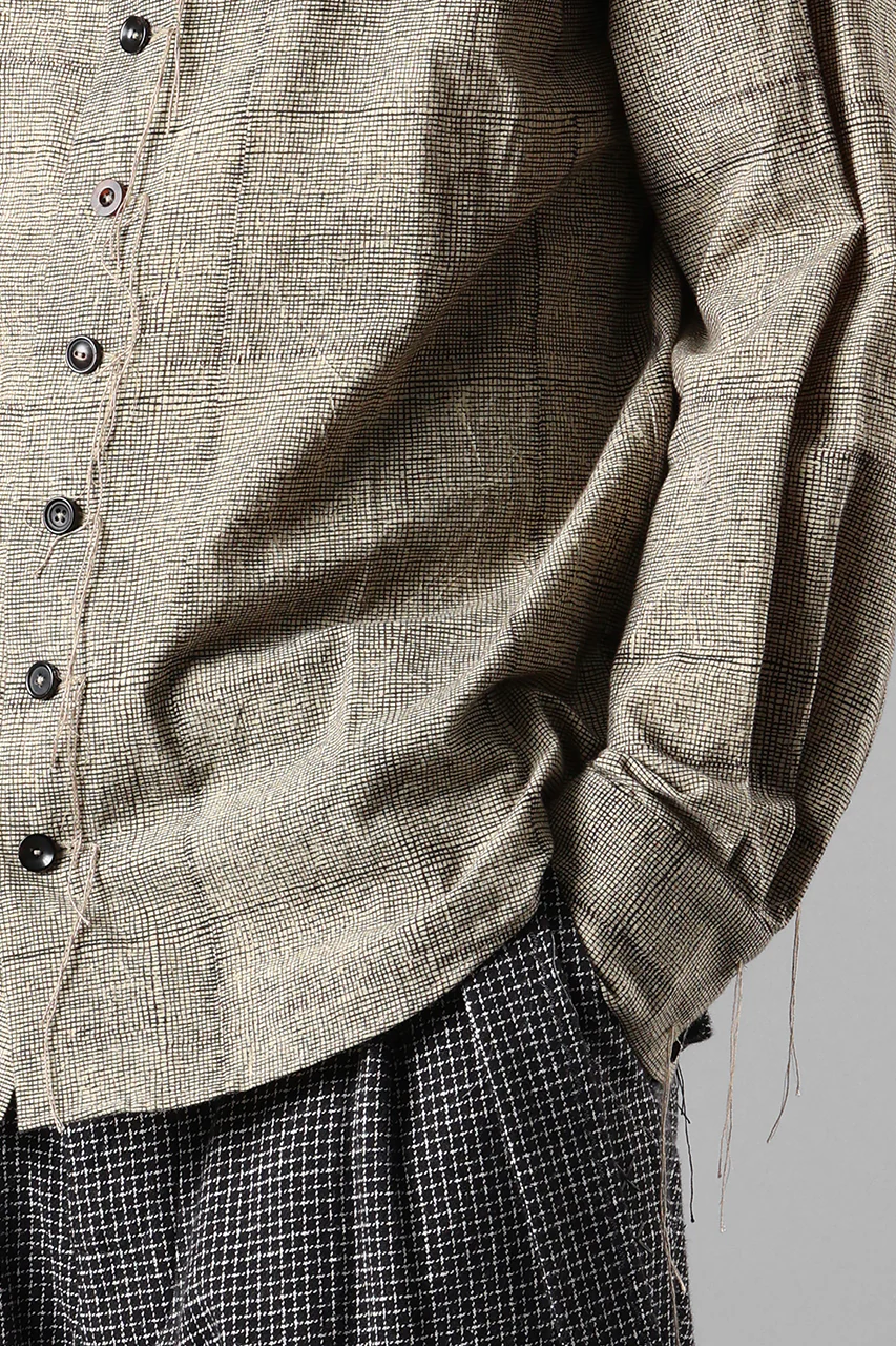 A TENTATIVE ATELIER exclusive Alvin BLOCK PRINT SHIRT (BLACK BEIGE) - Image 10