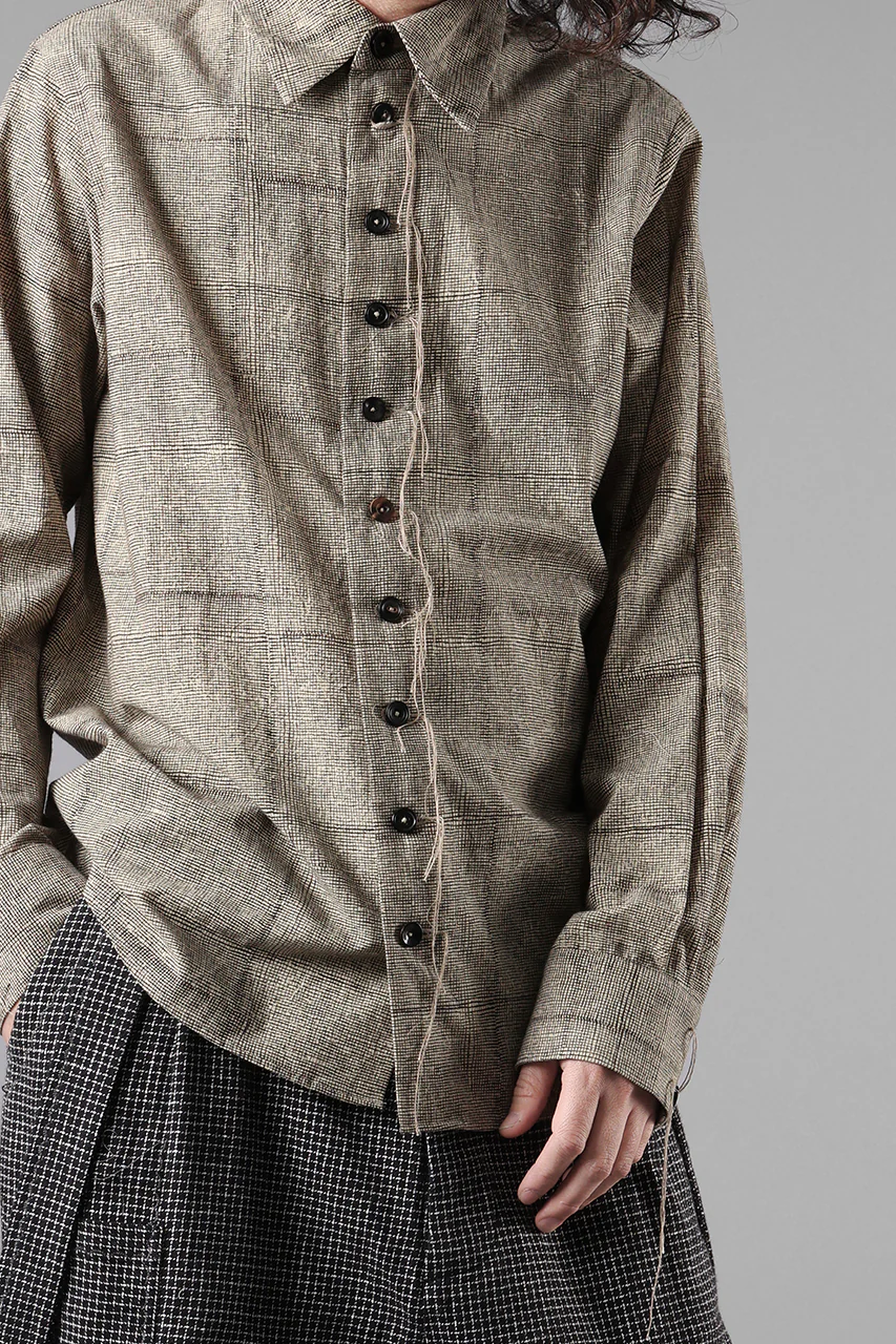 A TENTATIVE ATELIER exclusive Alvin BLOCK PRINT SHIRT (BLACK BEIGE) - Image 11