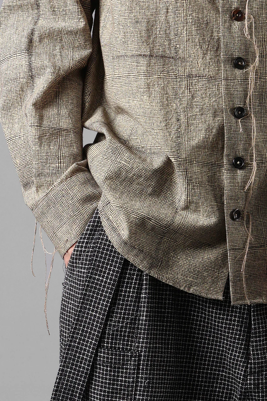 A TENTATIVE ATELIER exclusive Alvin BLOCK PRINT SHIRT (BLACK BEIGE) - Image 12