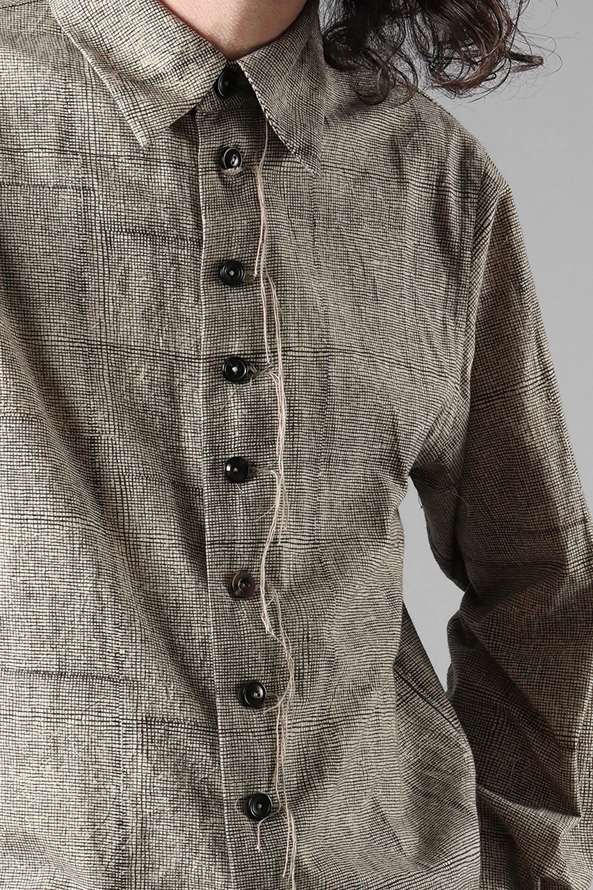 A TENTATIVE ATELIER exclusive Alvin BLOCK PRINT SHIRT (BLACK BEIGE) - Image 9