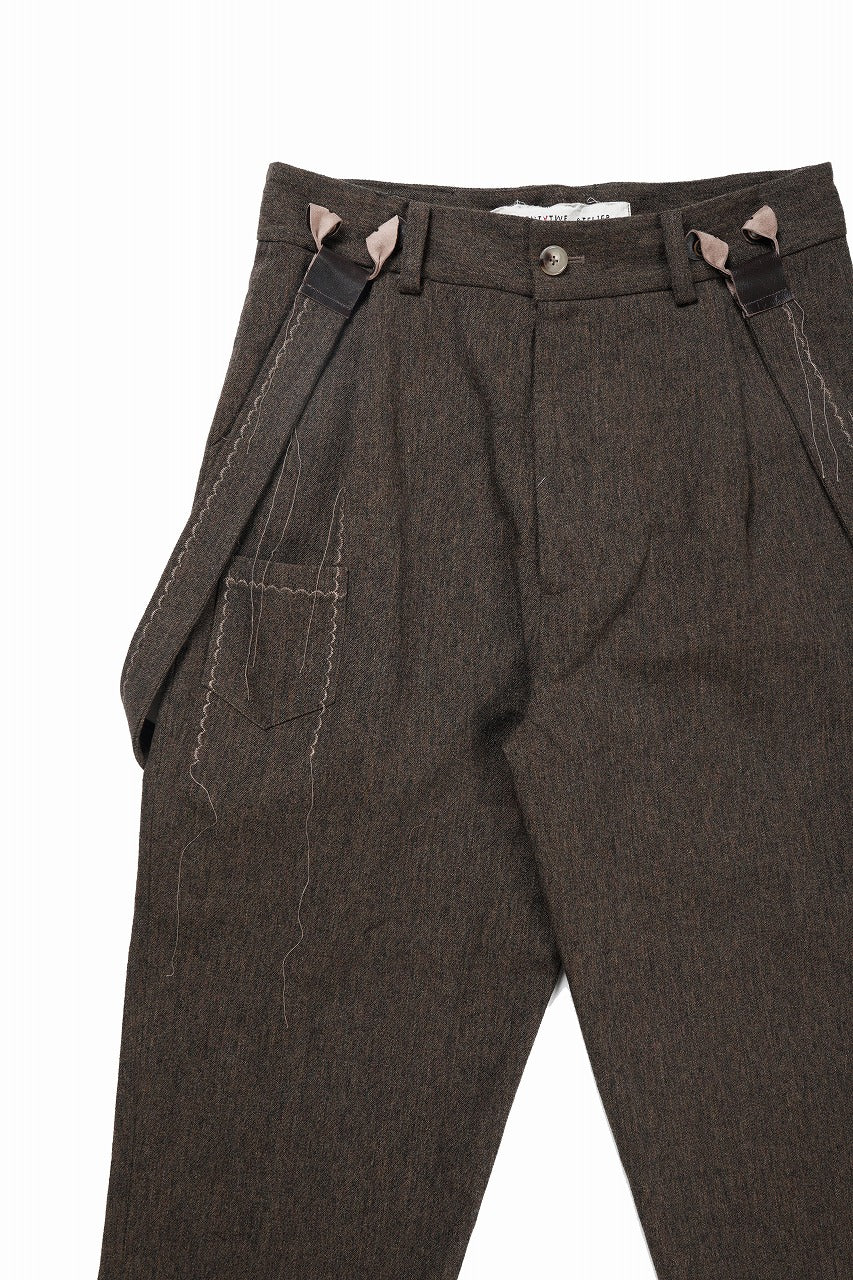 A TENTATIVE ATELIER exclusive George II  PAINTER`S CROSS WOOLEN BAND PANTS (MILYTARY GREEN) - Image 3