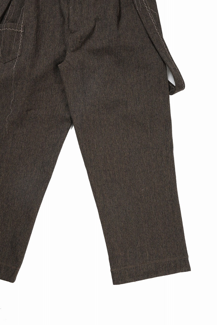 A TENTATIVE ATELIER exclusive George II  PAINTER`S CROSS WOOLEN BAND PANTS (MILYTARY GREEN) - Image 4