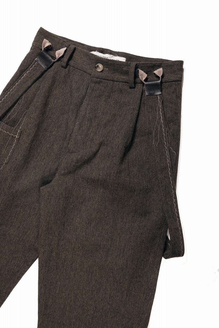 A TENTATIVE ATELIER exclusive George II  PAINTER`S CROSS WOOLEN BAND PANTS (MILYTARY GREEN) - Image 5
