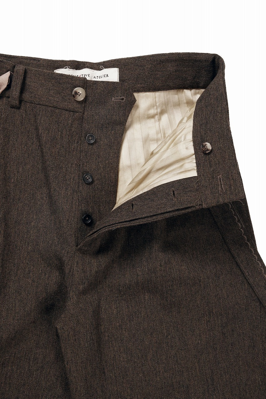 A TENTATIVE ATELIER exclusive George II  PAINTER`S CROSS WOOLEN BAND PANTS (MILYTARY GREEN) - Image 8
