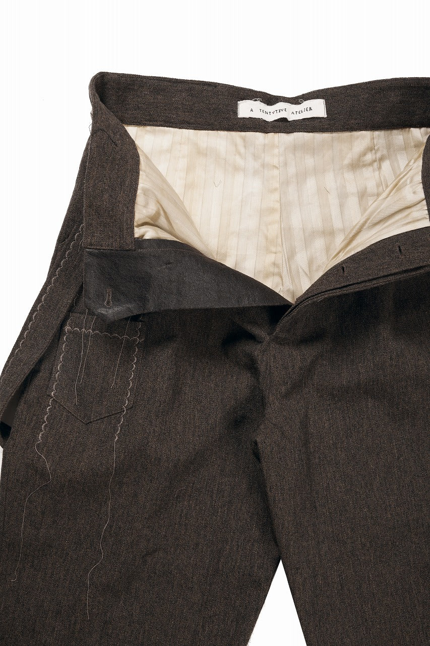 A TENTATIVE ATELIER exclusive George II  PAINTER`S CROSS WOOLEN BAND PANTS (MILYTARY GREEN) - Image 9
