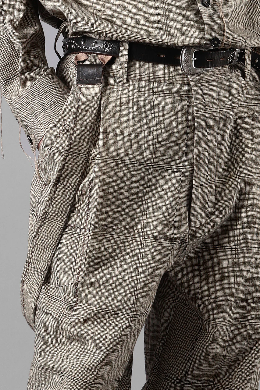 A TENTATIVE ATELIER exclusive George II PAINTER'S CROSS BAND PANTS (BLACK BEIGE) - Image 14